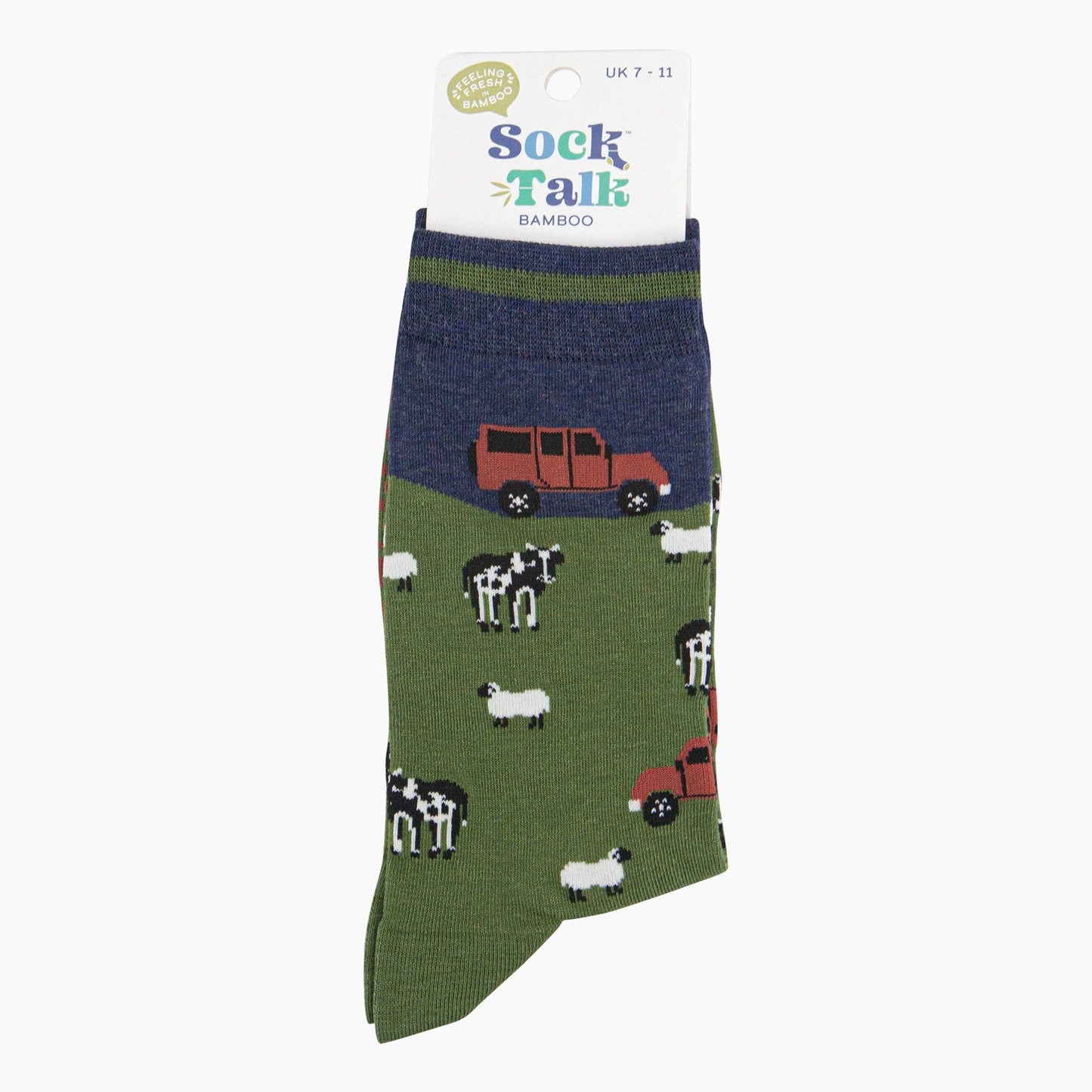 Men's Bamboo Socks - Navy/Green, Off-Roader Farm: UK 7-11 | EU 40.5-46 | US 8-12