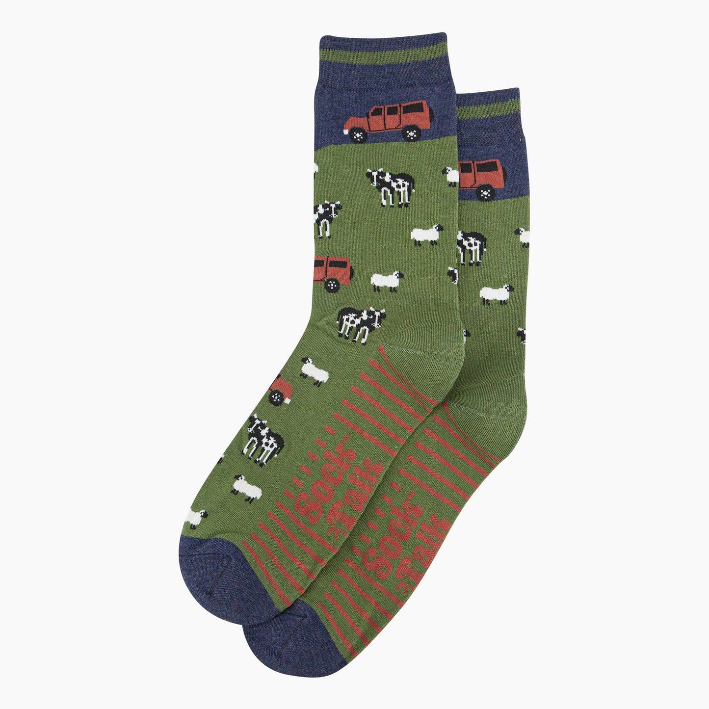 Men's Bamboo Socks - Navy/Green, Off-Roader Farm: UK 7-11 | EU 40.5-46 | US 8-12