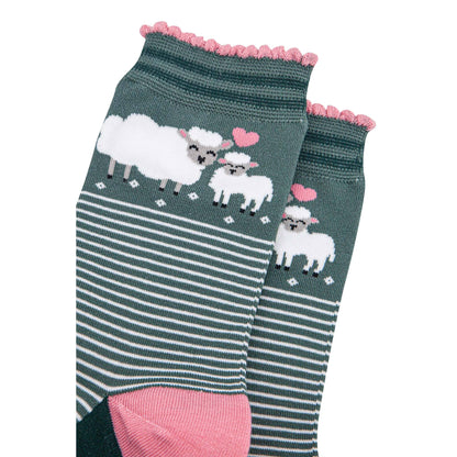 Sock Talk Green & Pink Lambs