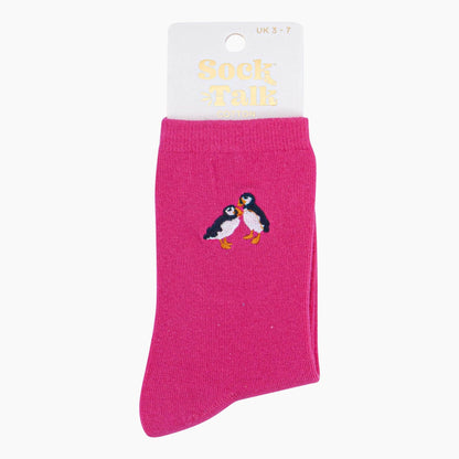 Sock Talk Fuchsia Pink Puffins Socks