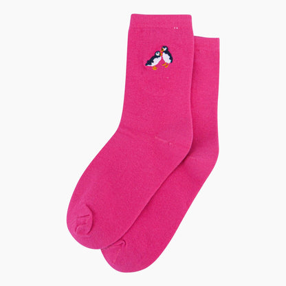 Sock Talk Fuchsia Pink Puffins Socks